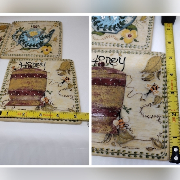 Set of 4 Resin 3D Wall Decor Plaques Tea, Honey, Cookies, and Muffins - Picture 14 of 14